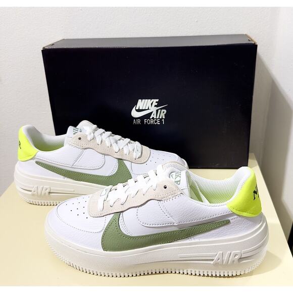 NWT: Nike - Women's Air Force 1 PLT.AF.ORM, White Oil Green W (US 7.5) - Picture 4 of 6